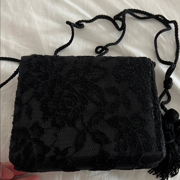 Vintage La Regale Black Lace Purse with Rhinestone Accent - Picture 7 of 8